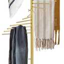 Scarf Organizer, Hijab Organizer, 30 Tiers Metal Scarf Hanger for Multiple Scarves, 67" Height Floor-standing Hijab Stand Belt Pants Hanger for Home, Commercial, Clothing Store (Gold)
