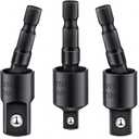 3Pcs 1/4" 3/8" 1/2" Bits 360Rotatable,Impact Grade Socket Adapter/Extension Set Turns Power Drill Into High Speed Nut Driver,for Cordless Drills Ratchet Extension,Universal Socket Wrench Adapter Set