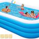 Extra Large Inflatable Pool with Pump, 130"x72"x22" Big Oversized Thickened Blow Up Pool for Adults, Portable Family Inflatable Swimming Pools for Indoor Outdoor, Backyard Garden Water Party