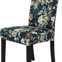 Gibelle Chair Covers Dining Room Set of 4, Stretch Spandex Slipcover for Dining Room & Kitchen Parsons Chairs, Removable Washable Seat Protector Cover (Floral, Black)