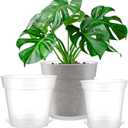 Baderke 3 Pack Clear Nursery Pot Plastic Nursery Pot Large Plant with Drainage Holes for Root Health Indoor Outdoor(8 Inches,9.25inches,9.65inches)