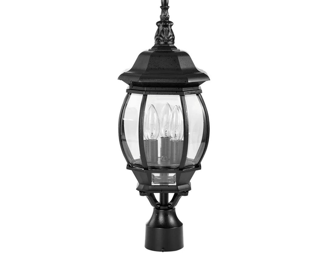 NUVO 60/899 Central Park Outdoor 3-Light Post Lantern, 60 Watts/120 Volts (Black), 21 x 7.4 Inches