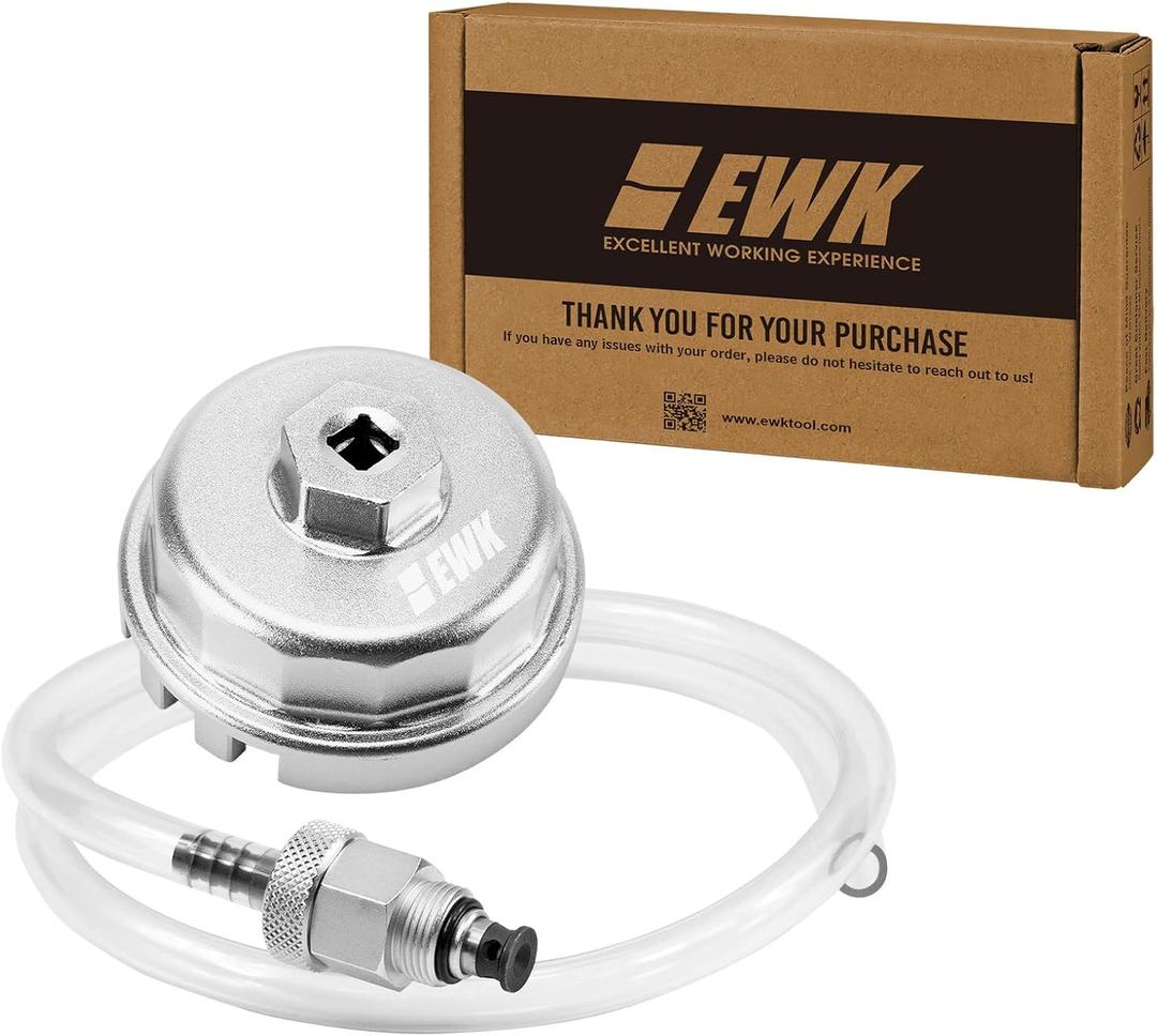 EWK 64mm Forged Oil Filter Wrench & Drain Hose for Toyota, Lexus, Scion 2.0L - 5.7L Oil Change Tool