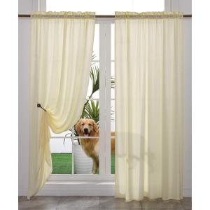 Yancorp Non-See-Through Velvet Opaque Privacy Curtains 2 Panels Drapes for Living Room Bedroom Doorway Divider Semi Sheer Curtain Off-White Cream Light Yellow Kitchen Window Panels (Cream, W52 xL84)