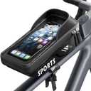 Povlen Waterproof Bike Frame Bag with Phone Holder, No Bounce Top Tube Bike Bag for Easy Access While Riding, Touchscreen Cycling Bag for Commuting, Road & MTB