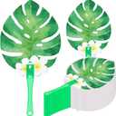 50 Pcs Luau Hawaiian Hand Fans Tropical Palm Leaves Plastic Handle Cardstock Paper Wedding Fans Photo Props for Guests Decoration Hawaiian Luau Party Favors