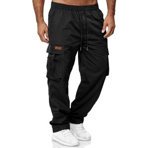 HOTake Men's Casual Cargo Sweatpants Waist Drawstring Joggers Hiking Tactical Pants for Men with Pockets (XX-Large, Black)