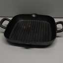 GreenPan x Bobby Flay Cast Iron 11 Square Grill Pan, Pre-Seasoned Professional Grade Heavy Duty Skillet, Helper Handles, Induction Suitable, Stovetop, Oven, BBQ & Fire, Indoor & Outdoor Use, Black