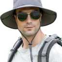 Koreshion Mens Sun Hat Wide Brim Breathable Mesh UPF 50+ Bucket Hat Waterproof Fishing Hat Quick-Drying Safari Hat Foldable Boonie Cap Outdoor Sun Protection Cap Deep Gray