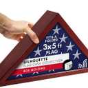 Americanflat Small Folded Flag Display Case - Fits Folded 3x5' Ceremonial Flags (Not for Burial Flag) - Silhouette Collection - Display Box for Wall or Tabletop - Mahogany