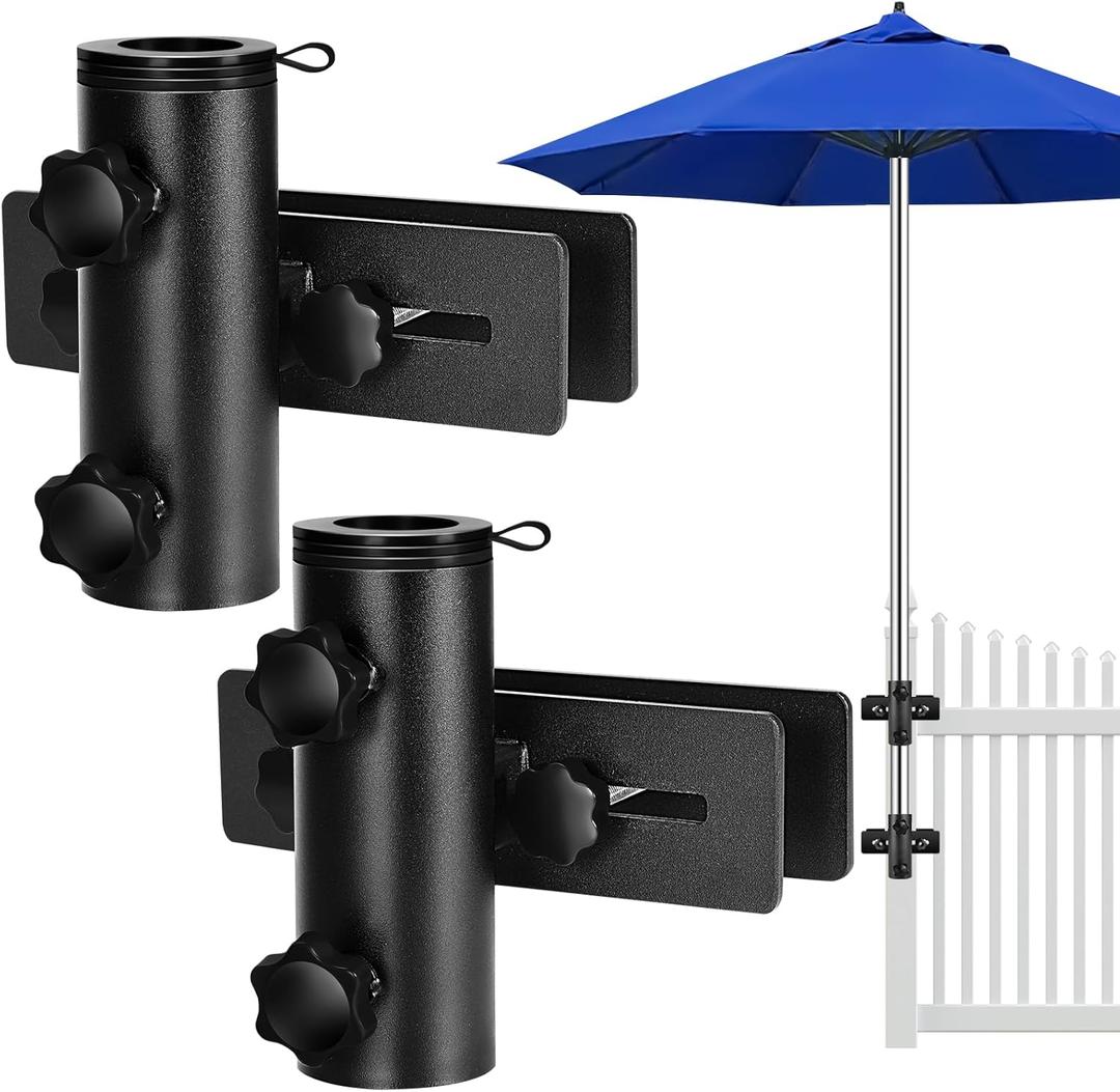 Lalafancy Umbrella Base for Deck Railing, Adjustable Deck Umbrella Mount Bracket Patio Umbrella Holder Outdoor Umbrella Stand Clamp Clip on Fences, Courtyard, Balcony, Porch