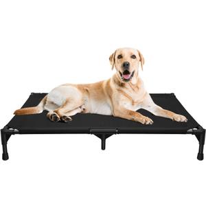 Love&go Elevated Dog Bed with Metal Frame, Cooling Raised Pet Cot for Dog and Cat (M - Black, Medium-29.9x19.5x5.5 inch)