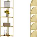 Crofy Foldable 6 Tier Corner Shelf, Metal Corner Plant Stand with Gold Frame and Gold Shelves, Corner Display Rack Multipurpose Shelving Unit for Living Room, Bedroom, Bathroom