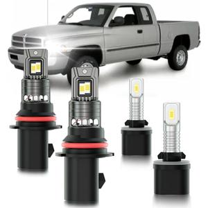 for 1994-2001 Dodge RAM 1500 Fog Lights Bulbs Combo, 4pcs Super Bright White Dual Beam and Fog Lights Blubs Package, 1:1 Size as Stock Bulbs, Plug and Play