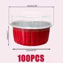 100Pcs Aluminum Cups with Lids,5oz Disposable Ramekin Baking Cups Muffin Liners Mini Pie Pans Foil Cupcake Containers for Christmas Party Wedding Party, Red