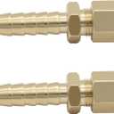 YSIL 2PCS Compression Fitting 3/8" Tube OD to 3/8" Hose Barb Transmission Cooler Fuel Line Fitting Brass