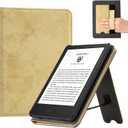 CoBak Case for 6" E-Reader - PU Leather Smart Cover with Auto Sleep/Wake & Hand Strap, not Compatible with Kobo Clara, Linen