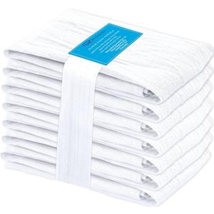 RUVANTI Flour Sack Towels 4 Pack 28x28 Inch, 100% Cotton Tea Towel, Reusable, Machine Washable, Absorbent BarTowels - Dish Cloth Perfect for Drying Dishes & Cleaning - White
