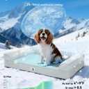 Cooling Dog Bed with PCM, Instant Chill Pet Sofa for Small Dogs, Orthopedic Egg Crate Foam with Bolster Sides, Washable & Waterproof Dog Couch, Non-Slip Bottom, Grey 36"x27"x6.5"