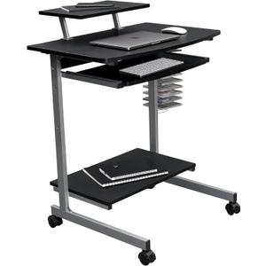 Rolling Mobile Computer Desk/Cart with Storage Shelves, Rolling Working Station for Small Spaces, Printer Shelf (Graphite)