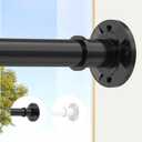 Black Tension Curtain Rod 31-124 Inch Adjustable Long Curtain Rod No Drilling Outdoor Tension Rods for Patio Balcony Never Rust Heavy Duty Shower Curtain Rods for Bathroom Window Apartments Non Slip