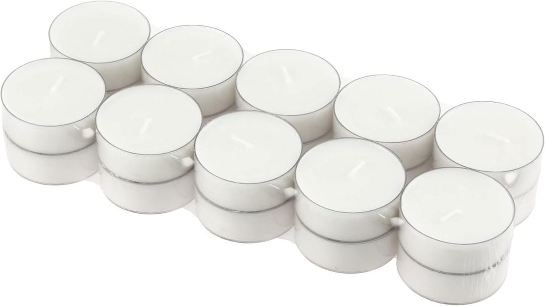 Stonebriar 40 Pack Unscented Mega Oversized Clear Cup Tea Light Candles with 9 Hour Extended Burn Time, 40 Count