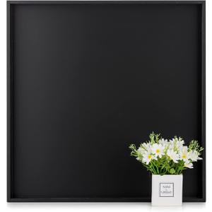 Hanobe Ottoman Tray for Living Room: Modern Extra Large Black Serving Decorative Trays with Cutout Handles for Coffee Table Home Decor, 20"