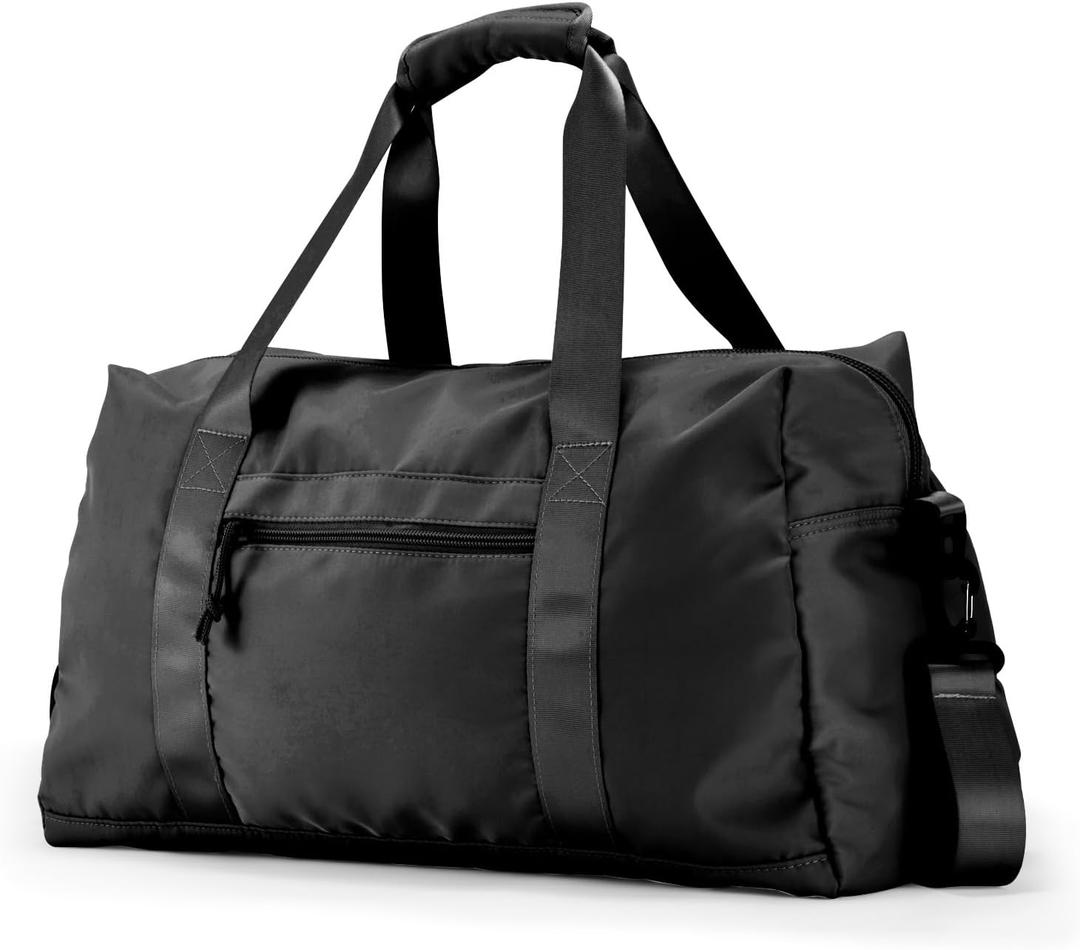 Travel Duffle Bag,Sport Gym Bag for Men And Women with Wet Pocket,Weekender Bag Carry On Tote Bags for Airplane (Black, M)