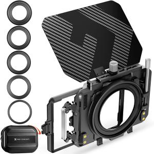 K&F Concept Mini Matte Box, DSLR Matte Box with Carbon Fiber Top Flag, Square Filter Trays for 67/72/77/82/95mm Lenses, 4x5.65 Square ND UV/Circular Filter