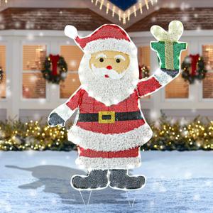 Lighted Christmas Santa Decorations, 102 LED Light Santa Claus Christmas Outdoor Decorations Holding with Ornament for Xmas Holiday Indoor Outdoor Lawn Yard Garden Home Decor