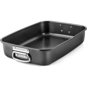 HONGBAKE Lasagna Pan 3 Inch Deep, 15x10" Baking Pan for Oven, Nonstick Cake Baking Dish for Brownie, Roasting Pans with Stainless Steel Handles, Heavy Duty, Dishwasher Safe, Dark Grey