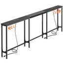 Huuger Narrow Sofa Table with 2 Power Outlets, 63-86.6 Inch Adjustable Length, Behind the Couch Table with USB-C Ports, Long Entryway Console Table, Anti-tip Kit, for Hallway Entry, Black