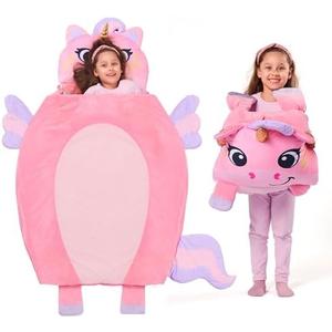 JOIEDOMI Toddler Sleeping Bag for Kids Ages 3+ Nap Mat for Preschool with Pillow & Blanket Sleeping Mats for Kids Daycare Plush Slumber Bag for Boys Girls Kindergarten Birthday Gift, Size: 60" x 39"