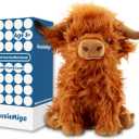 Highland Cow Stuffed Animal, Cute Highland Cow Plush Toy Stuffed Animals Cow Plushies Decor Gifts for Girls Boys Kids (Brown Cow)