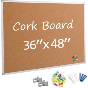 Board2by Bulletin Board 36 x 48, Silver Aluminium Framed 4x3 Large Wall Mounted Cork Office Notice Pin Board