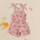YINGISFITM Toddler Baby Girl Clothes Bowknot Sleeveless Halter Overalls Shorts One Piece Romper Jumpsuit Summer Outfit (12-18 Months, Pink)
