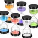 Sand Timer Set, 6 Colors Hourglass Sand Timers 1/3/5/10/15/30 Minutes Sandglass Timers Sand Clock Timer for Classroom Games Home Office Decor Cooking with Protective Cover, 6 Pack