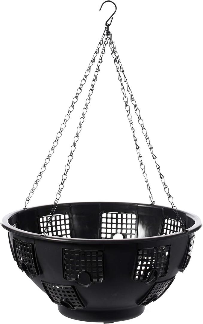 Gardenised Durable Plastic Lace Ultimate Hanging Baskets Tomato, Flower, and Herb Outdoor Flower Planter, Black