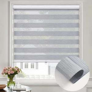 Zebra Blinds Cordless Dual Layer Window Shades Blackout Roll up Blinds Light Control Day and Night Easy to Install Roller Shades for Home (Gray, Size 50" W x 64" H) Zebra Blinds Cordless Dual Layer Window Shades Blackout Roll up Blinds Light Control Day and Night Easy to Install Roller Shades for Home (Gray, Size 50" W x 64" H)