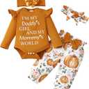 SUNNY PIGGY Newborn Infant Baby Girl Clothes Ruffle Romper Toddler Girl Floral Cotton Pant Sets Girls Clothing Outfit (0-3 Months, Halloween-brown)