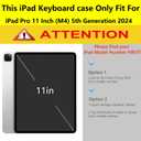 Slim Candy Colors Keyboard Case Compatible with iPad Pro 11 Inch M4 2024 / M5 2025 with S Pen Holder, Mutil Angles Stand Cover Detachable Wireless Keyboard (Light Blue)