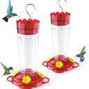 Hummingbird Feeders for Outdoors, 2 Pack 14 OZ Plastic Humming Bird Feeder with Ant Moat & Bee Guard, 4 Feeding Ports and Perches, Leak-Proof Hangging Nectar Feeders, Gifts for Women, Mom