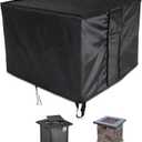 POMER Fire Pit Cover Square 76 x 76 x 63 cm - Waterproof and Anti-UV Fabric with Drawstring Buckle Patio Gas Fire Table Cover