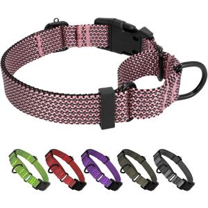 Martingale Dog Collars Adjustable Training Martingale Collar for Dogs - Reflective No Pull Dog Collar with Quick Release Buckle(Dark Grey, Small) (Extra Large, Pink)