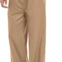 COOFANDY Men's Linen Pant Elastic Waist Linen Pants Drawstring Summer Beach Pant (Medium, B- Dark Khaki)