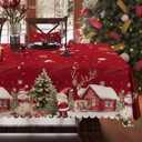 HOMOHEINI Christmas Tablecloth 60x84 Inch Rectangular, Christmas Trees Winter Snowman Washable Table Cover for Party Picnic Dinner Decor,Christmas Trees
