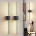 L LOHAS LED Battery Operated Wall Sconces Set of 2, Battery Wall Sconce 10000mAh, Black Rechargeable Sconces 3CCT, 28.1 Inch Wireless Wall Lights, Sconce Wall Decor for Bedroom, Living Room