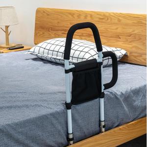 Bed Rails for Elderly Adults - Bed Assist Rail with Dual Grab Handles for Easily Getting in & Out of Bed, Bed Rail with Storage Pocket, fits King, Queen, Full, Twin, 300lbs (Black & Sliver(style One))
