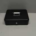 Jssmst Large Cash Box with Money Tray and Lock - Safe Box for Cash Saving Key Lock Money Organizer Box, 11.8L x 9.5W x 3.5H Inches, Black, SM-CB0501L, XLarge