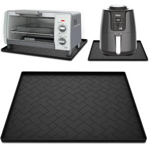 Silicone Heat Resistant Mat For Air Fryer and Microwave Oven,18''x15''x0.5''-Hot Pad for Kitchen Countertop Protector,Silicone Air Fryer Mat for Compatible with Ninja,Cosori,Chefman,Toshiba,Air Fryer (1Pack Black)